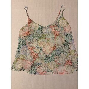 Floral Palm Tank Top with Adjustable Straps Size Large